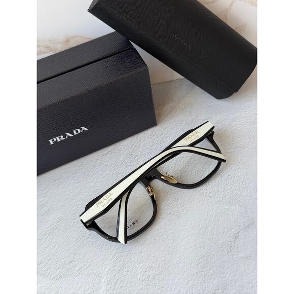 NEW Prada PR B07VD Black White Eyeglasses Frames main image 4